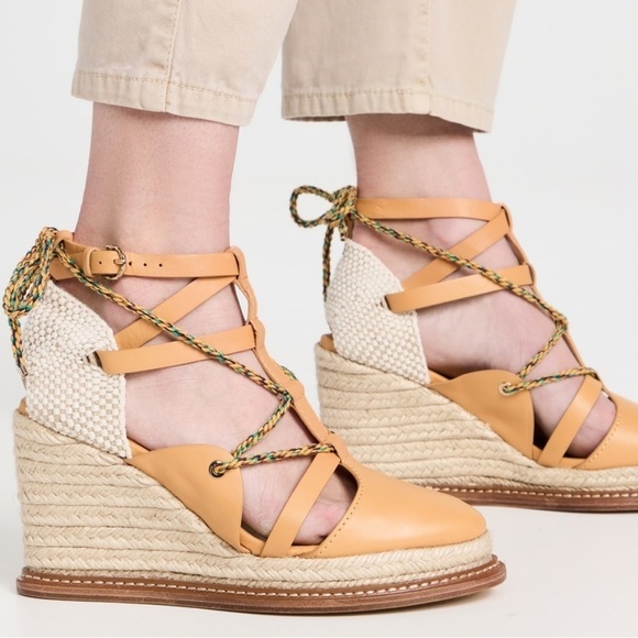 Ulla Johnson Concha Twisted Rope Espadrille Wedges in Chamomile Sz 41 - Picture 5 of 17
